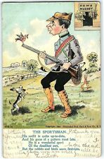 1907 The Sportsman Military Uniform Novelty Animals Rhyme Postcard Card   picture
