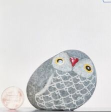 One Of A Kind - Hand Carved and Hand Painted Pebble Owls - HAND MADE UNIQUE OWL picture