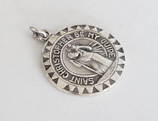 Vtg Saint Christopher Medal Sterling Silver Pendant picture