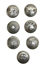 (7) Vintage Silver Tone Southwestern Button Covers Different Designs Patterns picture