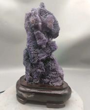 Purple AAA Botryoidal Chalcedony Grape Agate Crystal Cluster 950G +Stand picture