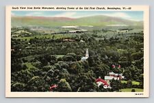 Postcard View From Monument Bennington Vermont VT, Vintage Linen O4 picture