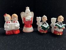 Vintage Christmas Choir Quintet of Ceramic Figurines/Candle Holders ~ Japan picture