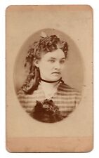 ANTIQUE CDV CIRCA 1870s E.H. LANSING GORGOEUS YOUNG LADY LONG HAIR ROCKFORD ILL. picture