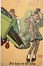 Rare 1912 I'M KEPT ON THE JUMP R. Lillo Artist Signed Comic Postcard Humor C6 picture