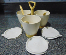 Vtg 11 Pc Tupperware Condiment Relish Caddy Server Spoon 16 ozs Cup Lids Carrier picture