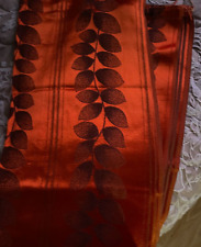 2 x Pairs Vintage 1960s / 70s Orange & Brown Long Curtains Leaf design fabulous picture
