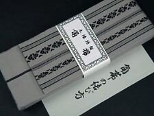 Japanese Men's Traditional KAKU OBI Cotton 100% Gray with Manual picture