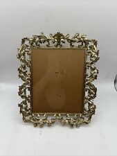 Vintage Picture Photo Frame 7x9 inch Brass Metal Floral Ornate Standing picture