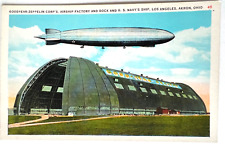 Postcard Goodyear-Zeppelin Airship Factory and U.S.S. Los Angeles A10 picture