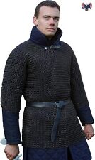 Chainmail Shirt Hauberk Butted Black Steel Medieval Armor Costume SCA Medium picture