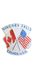 Niagara Falls Unity: Elegant US & Canada Flags Collectable Refrigerator Magnet picture