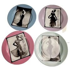 Set Of 4 Rare NEIMAN MARCUS Salat Plates 95th Anniversary Vintage Fashion Dallas picture