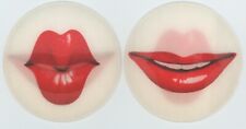 2 Round Large 3 inch Smiling Kissing Lips 1960's VARI-VUE Motion Animations picture
