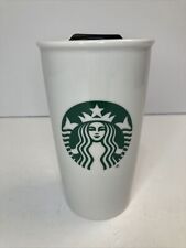 Starbucks 2015 White Ceramic Coffee Travel Cup Mug Tumbler 12 oz. w/ lid (A2) picture