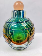 Mesmerizing artist made multicolor hand blown perfume bottle & stopper art glass picture