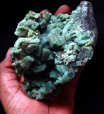 Stunning Marshy Green Apophyllite Cubes Formation W/ Heulandite Crystals In Geod picture