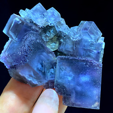82g Natural Purple Cubic Window Fluorite & Calcite Mineral Specimen/YaoGangXian picture