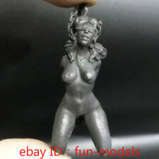 Blindfolded Bondage Woman Slave Girl Statue Black Brass Figurines Body Art picture