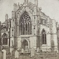 Antique 1870s Melrose Abbey Church Scotland Stereoview Photo Card P5203 picture