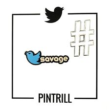 ⚡RARE⚡ PINTRILL x TWITTER Bird Hashtag  & Savage Pin *BRAND NEW* Twitter Pin  🐦 picture