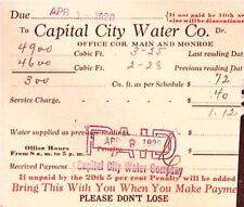 Capital City Water Co Water Bill Jefferson City MO Vintage 1920 picture