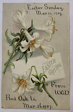 Vintage Undivided Back  Postcard, Embossed, Easter Greetings, Flowers picture