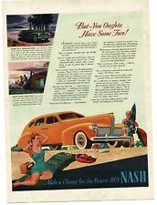 1940 Nash Ambassador Orange 4-door Sedan at the beach art Vintage Print Ad picture