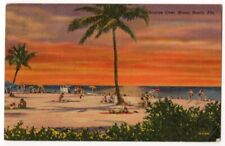Miami Beach Florida c1950's Sunrise over Atlantic Ocean, beach scene, palm trees picture