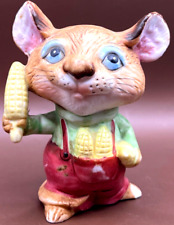 HOMCO Porcelain Mouse Cute & Adorable Vintage 1970's #5601 Holding Ear of Corn picture