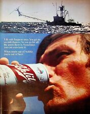1971 Schlitz Beer Vintage 70s Print Ad Deep Sea Fishing Taste All Gusto There Is picture