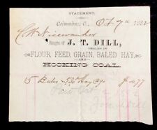1882 Oct 7 Billhead Columbus Ohio J T Dill Hocking Coal #b12 picture