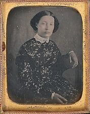 Casually Posed Young Woman Wearing Patterned Dress 1/9 Plate Daguerreotype T380 picture