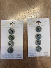 Vintage Le Chic Miss Green Italy 8 Buttons Size 13 mm #3036 (2 Pkgs Of 4) NEW picture