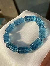 Natural Blue Ice Aquamarine Gemstone Clear Carves  Bracelet The private ordering picture