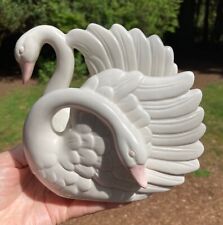 Scarce Vintage 1985 Fitz and Floyd Japan Double Swan Napkin/Mail Holder EXCLNT picture