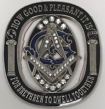 New Freemason Masonic cut-out car emblem in Back and Silver with Jewels picture