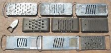 Lot 5 Antique Primitive Punched Tin Round Sleeve Cylinder Tin Graters Pat'd 1897 picture