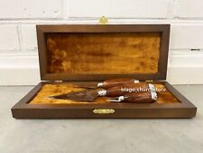 Church Set of Spear with Wooden Handles Blade is Engraved Carved in Wooden Case picture