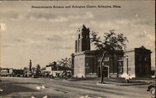 Street views Arlington Massachusetts ~ 1955 linen postcard picture