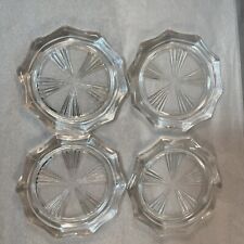 4 Vintage Reims France Deco Glass Crystal Starburst Snowflake Stackable Coasters picture