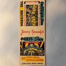 Vtg Jimmy Kennedy’s PARIS INN Matchbook COVER San Diego College The Hacienda picture