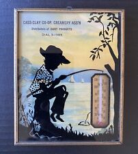 Vintage CASS CLAY CREAMERY Fargo N.D. Advertising Silhouette Wall Thermometer picture