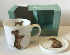 Long haired Dachshund Coffee/Tea Cup~Royal Worcester~Bone China~Mug &Coaster Set picture
