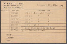 Wheels Inc Chevrolet Wheels 20x6 20x7 15x15.5 offer postal card 1944 picture