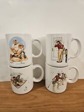 Set of 4 Vintage 1987 Norman Rockwell Museum Collection Coffee Cups Mugs Fishing picture