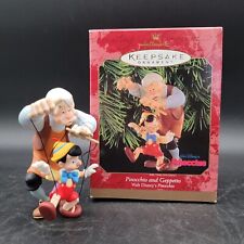 1999 Hallmark Keepsake PINOCCHIO and GEPPETTO Walt Disney Christmas Ornament picture