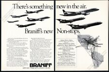 1977 Braniff International 8 plane photo system map art vintage print ad picture
