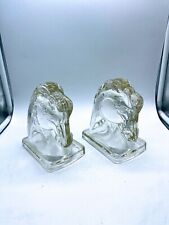 Pair Of Federal Clear Glass Horse Head Bookends picture