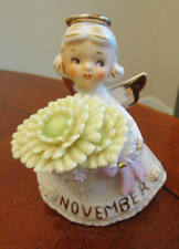 VTG 1956 LEFTON CHINA ANGEL OF THE MONTH FIGURINE MUMS NOVEMBER GIRL FIGURINE picture